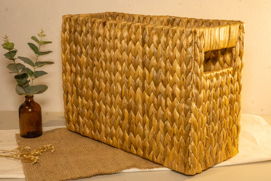 Rectangle Bhumika Storage Box | Water Hyacinth Storage Box | Handicrafted | Natural Handmade Storage | Wicker Storage Box | Book & Magazine Storage | Sustainable 